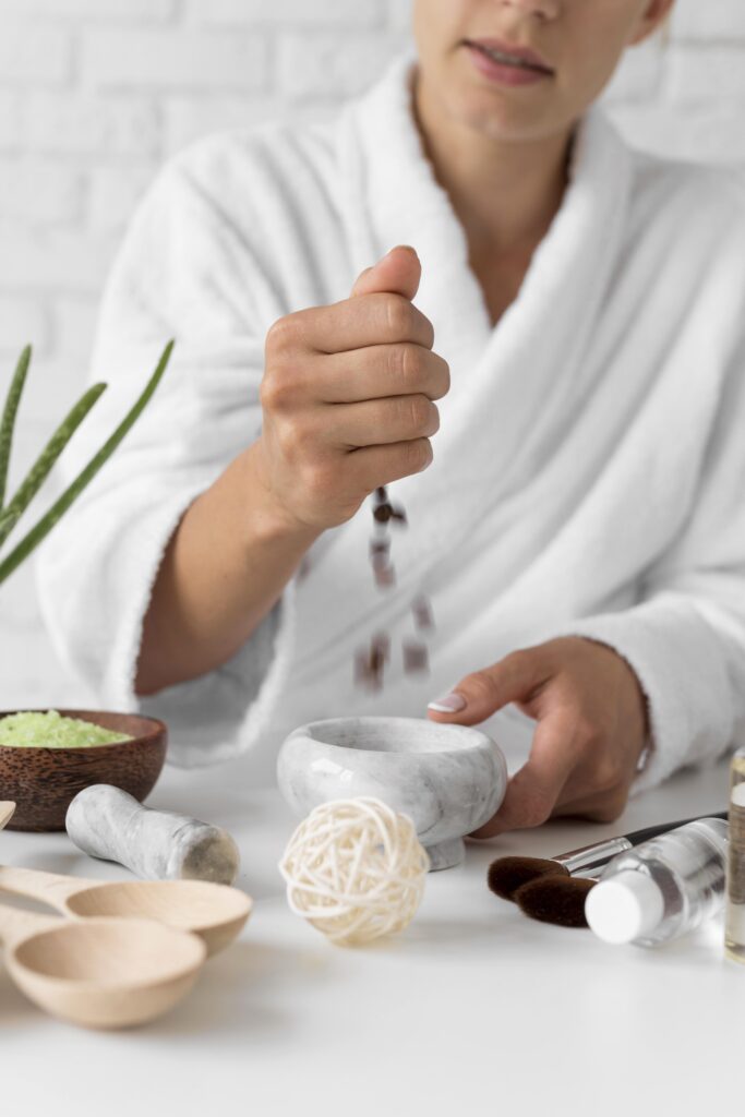 close up woman preparing remedy